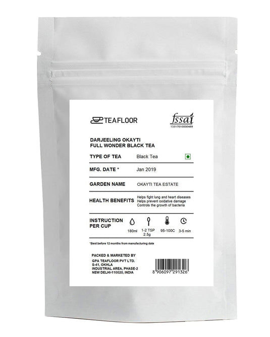 Teafloor Darjeeling Black Tea - Loose Leaf | Darjeeling Okayti Full Wonder Black Tea | First Flush | Okayti Tea Estate | Tea Weight : 100g / 3.5 oz(50 Cups) (Chocolate)