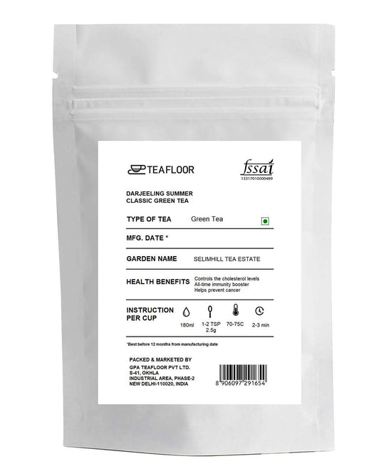 Teafloor Darjeeling Summer Classic Green Tea|100% Organic Green Tea|Reduces Risk of Cancer|No Artificial Flavour|Tea Weight : 100gm /3.5oz