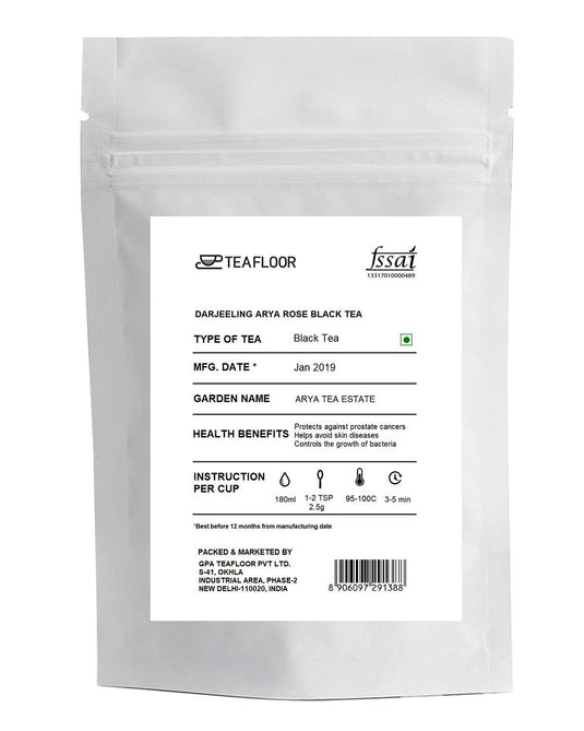 Teafloor Darjeeling Black Tea - Second Flush | Loose Leaf | Anti- Diabetic | Alcohol Free |Special Muscatel Black Tea | Castleton Tea Estate | Tea Weight : 100 g/3.5 oz (50 Cups)
