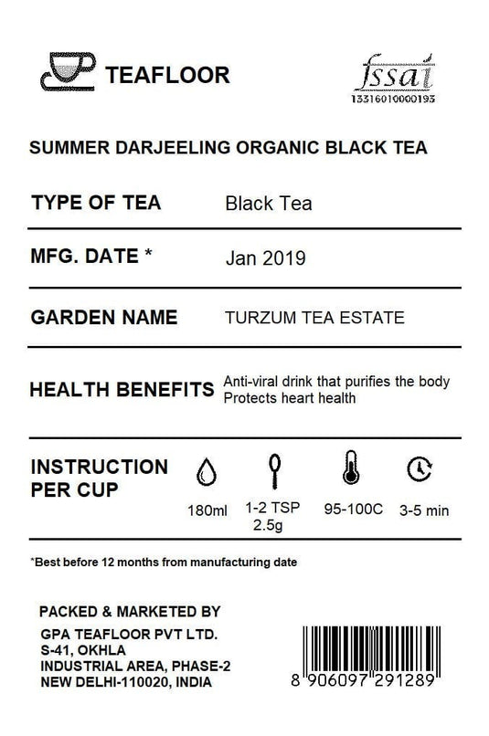 Teafloor Summer Darjeeling Organic Black Tea|Darjeeling Tea|Organic Tea |Taste of Tropical Fruits |No Artificial Flavour |Tea Weight 100gm/3.5 oz
