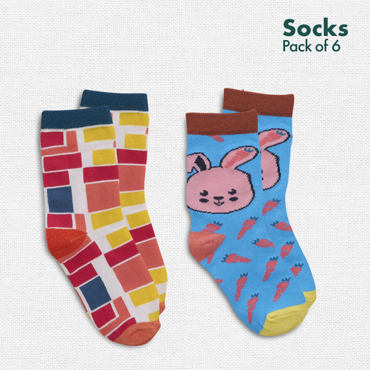 KFC! Kiddo Fun Collection! Unisex Kid's Socks, 100% Bamboo, Crew Length, Pack of 6