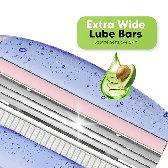 LetsShave Body and Pubic Razor Baldes for Men | 3 Blade painless Groin and Body Hair Remover with Dual Moisture Bars | Made in South Korea | Pack of 4