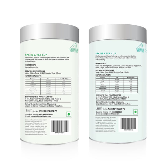 ChaiSpa Mindful Detox- SUKHAM & SHUDDHI by Teafloor | Green Tea for Rejuvenating Body | Detox Green Tea | Only Natural Ingredients | 100% Pure and Hygeinic | 40 Green Tea Pyramid Bags