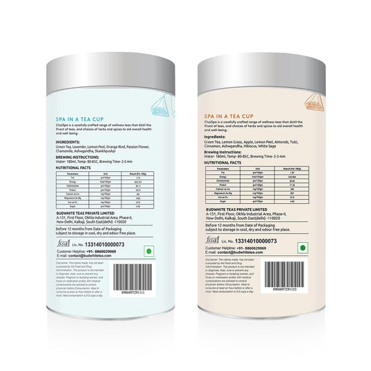 ChaiSpa Start Fresh - NIDRA & URJA by Teafloor | Tea for Sleeping Wellness | Tea for Energising Morning | Instant Relief from Stress and Anxiety |Only Natural Ingredients |40 Green Tea Pyramid Bags