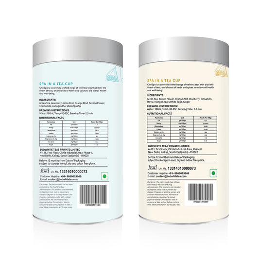 ChaiSpa Twinkling Dawn- NIDRA & SPOORTI by Teafloor |Green Tea for Weight Management | Tea for Active Day |Only Natural Ingredients |40 Green Tea Pyramid Bags