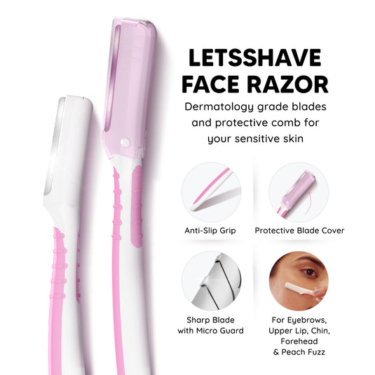 LetsShave Evior Face and Body Care Shaving Kit for Women with 6 Blade Full Body Razor for Women + Eyebrow & Facial Razor for Women (Pack of 3) | Hair Removal Machine for Women
