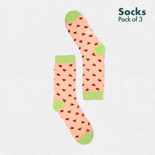 Foodgasm Series 1! Unisex Socks, 100% Organic Cotton, Crew Length, Pack of 3
