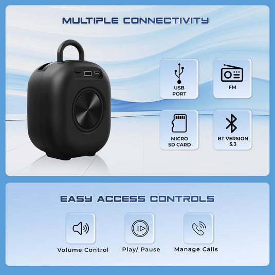 iNFiRe Fusion 12W Portable Speaker Upto 8 Hrs Playtime With TWS Function ,Mobile Holder & Type C Charging - iNFiRe
