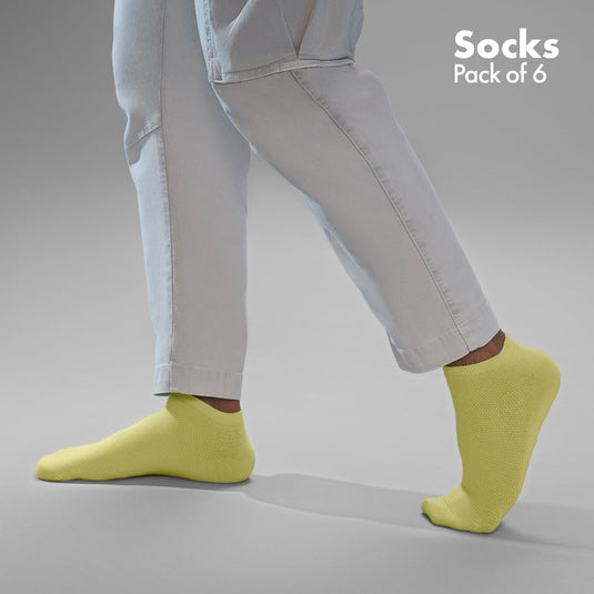 Color Therapy! Unisex Socks, 100% Organic Cotton, Ankle Length, Pack of 6
