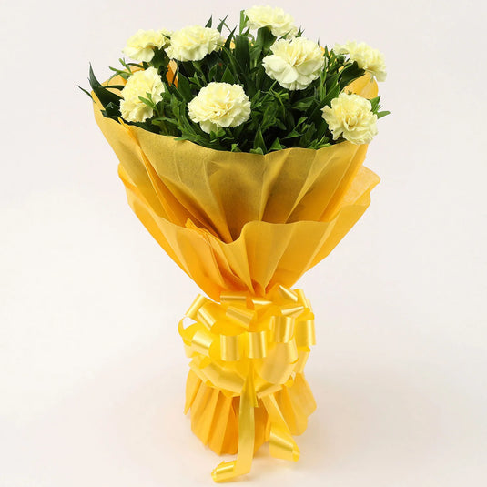 FNP- 8 Yellow Carnations Bouquet- Small