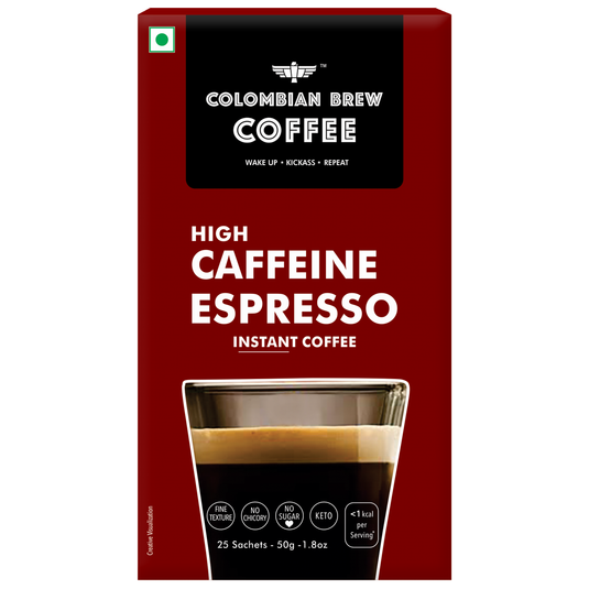 High Caffeine Espresso Instant Coffee Powder, Strong, 50g