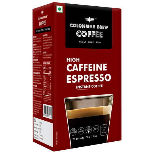 High Caffeine Espresso Instant Coffee Powder, Strong, 50g