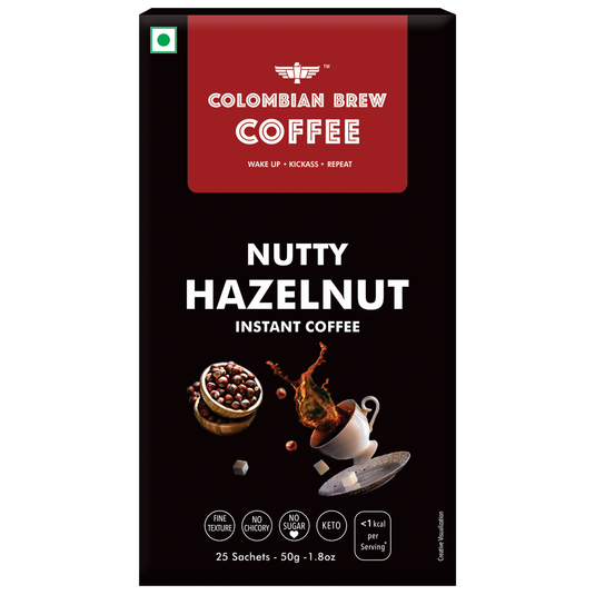 Hazelnut Instant Coffee, No Sugar Vegan, 50gm