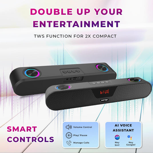 iNFiRe FireBar 20 upto 8 Hours PlayTime, 360* Surrounding Sound With RGB Lights 20 W Bluetooth Soundbar - iNFiRe