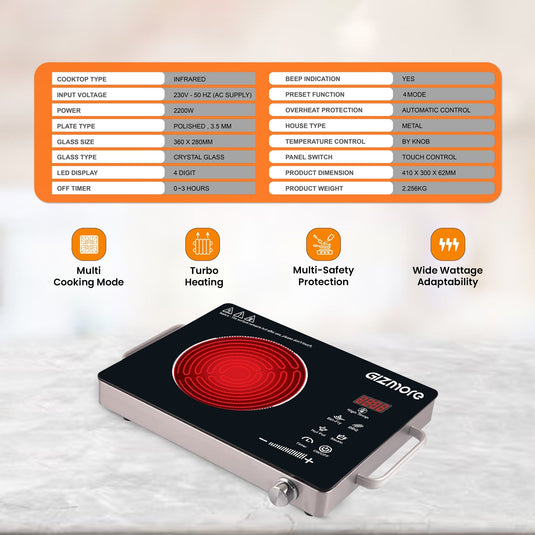 GIZMORE 2200 W Infrared Induction Cooktop