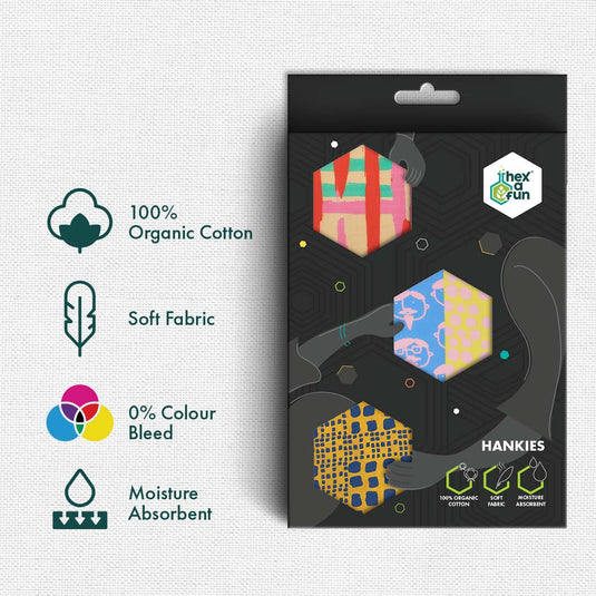 Abstract Of My Eye! Series 1! Unisex Hankies, 100% Organic Cotton, Pack of 3