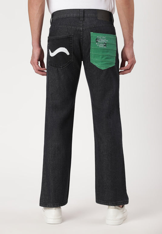 Black Mid Rise Straight Jeans