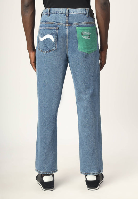Mid Indigo High Rise Straight Jeans