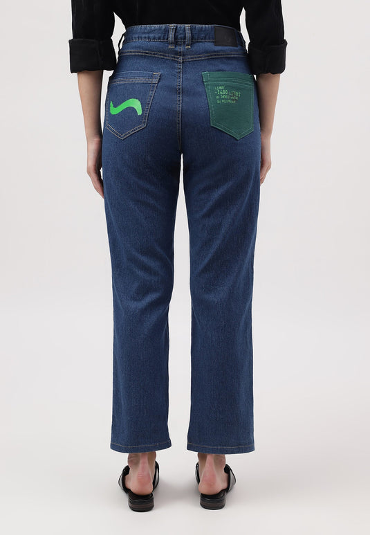 Dark Indigo High Rise Straight Jeans