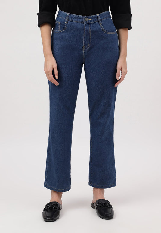 Dark Indigo High Rise Straight Jeans