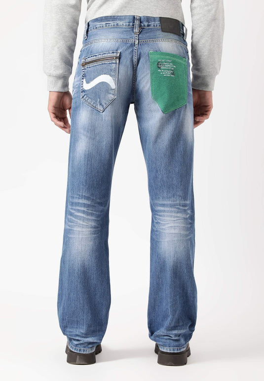 Mid Indigo Mid Rise Straight Jeans