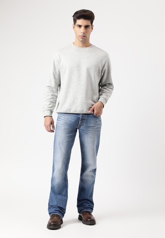 Mid Indigo Mid Rise Straight Jeans