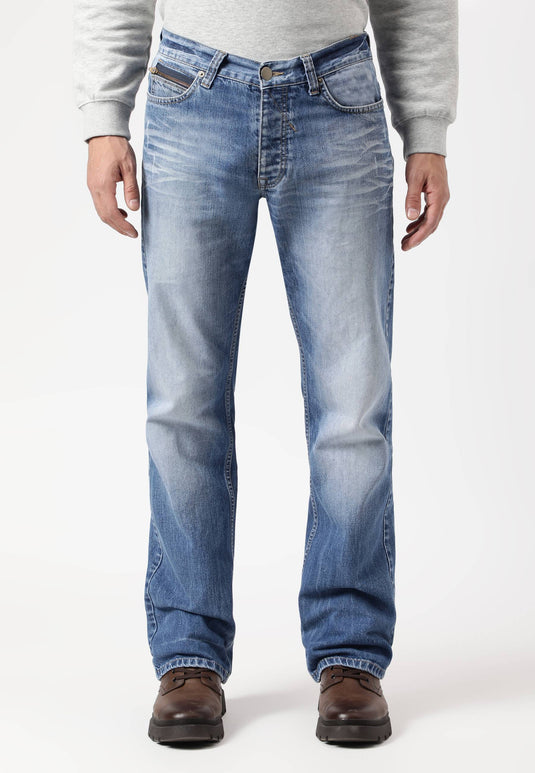 Mid Indigo Mid Rise Straight Jeans