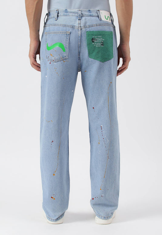 Light Indigo High Rise Straight Jeans