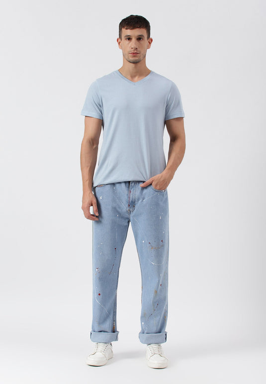 Light Indigo High Rise Straight Jeans
