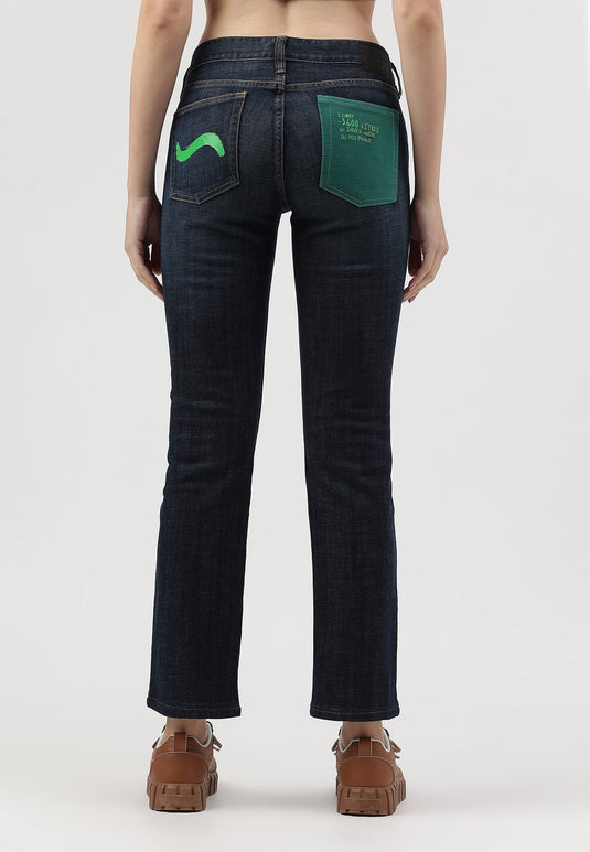Dark Indigo Low Rise Straight Jeans