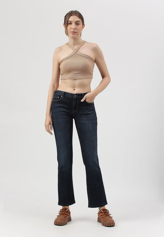 Dark Indigo Low Rise Straight Jeans