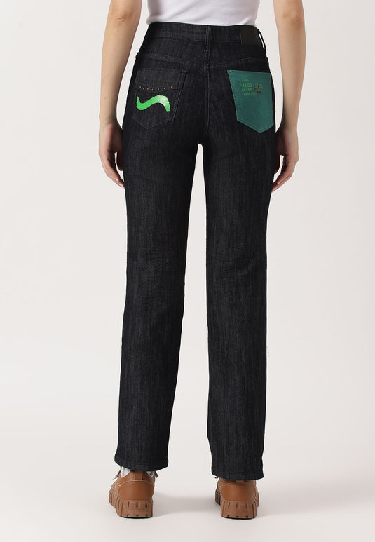 Dark Indigo High Rise Straight Jeans