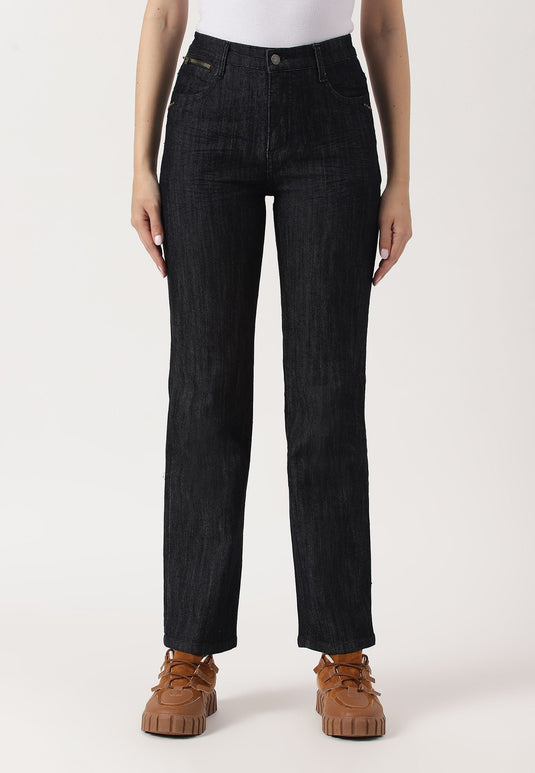Dark Indigo High Rise Straight Jeans