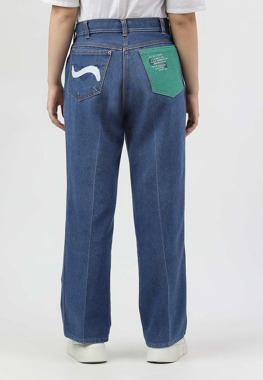 Mid Indigo High Rise Straight Jeans