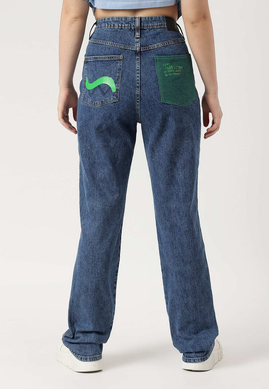Dark Indigo High Rise Straight Jeans