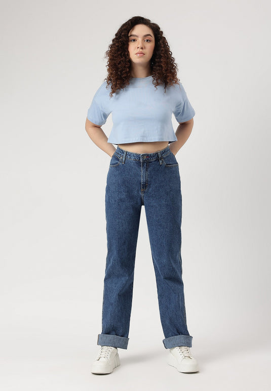Dark Indigo High Rise Straight Jeans