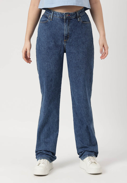 Dark Indigo High Rise Straight Jeans