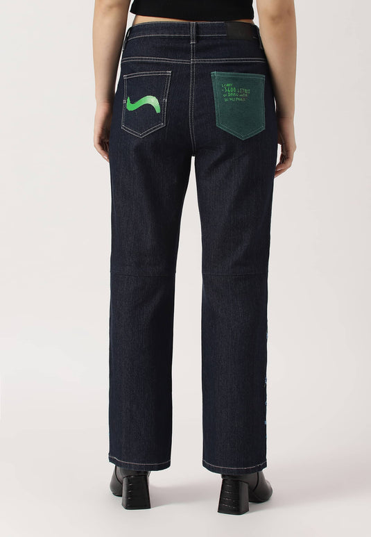 Dark Indigo High Rise Straight Jeans