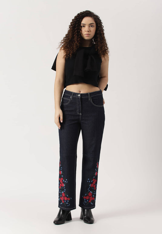 Dark Indigo High Rise Straight Jeans