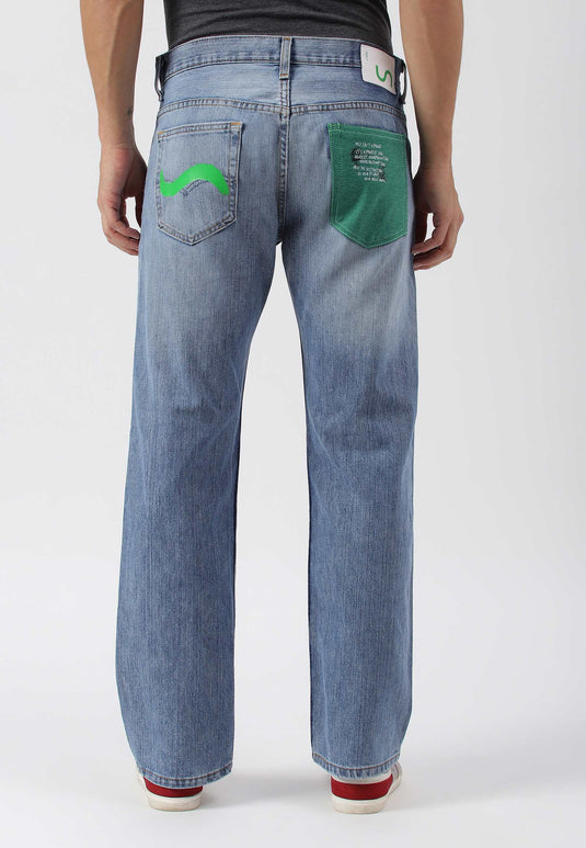 Light Indigo High Rise Straight Jeans