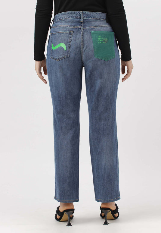 Dark Indigo Mid Rise Straight Jeans