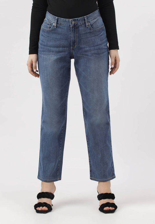 Dark Indigo Mid Rise Straight Jeans
