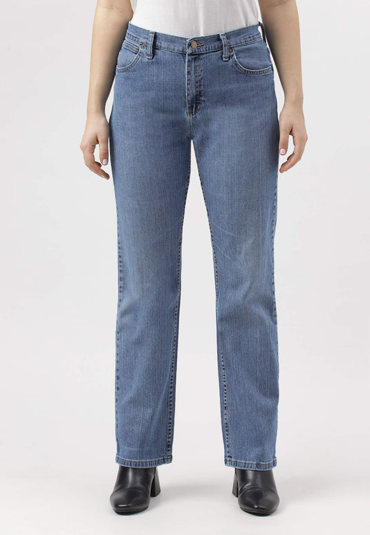 Mid Indigo High Rise Straight Jeans