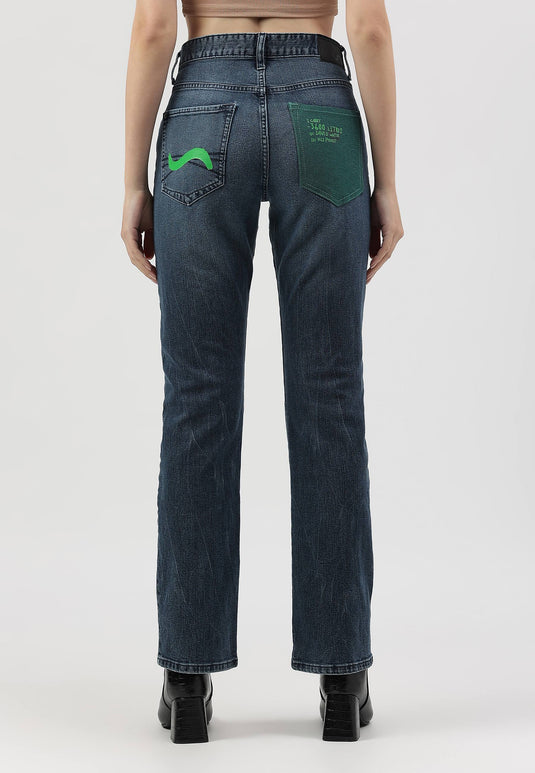 Dark Indigo Mid Rise Straight Jeans