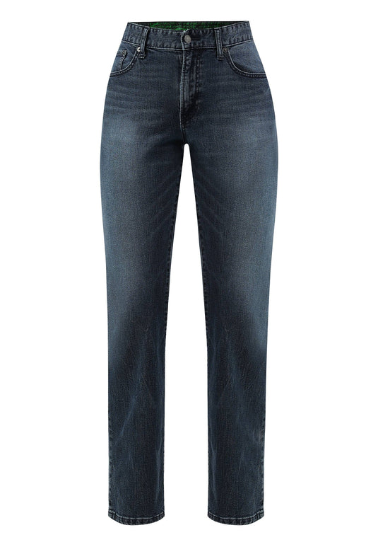 Dark Indigo Mid Rise Straight Jeans