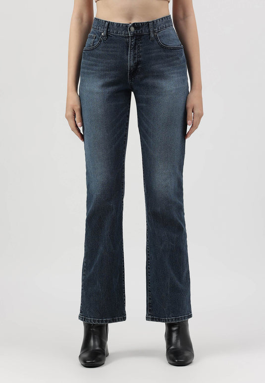 Dark Indigo Mid Rise Straight Jeans