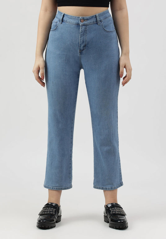 Light Indigo High Rise Straight Jeans