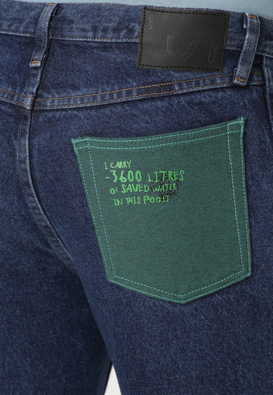 Dark Indigo Mid Rise Straight Jeans