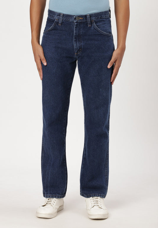 Dark Indigo Mid Rise Straight Jeans