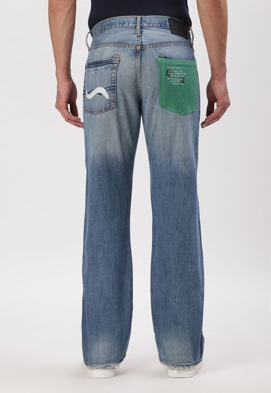 Mid Indigo Mid Rise Straight Jeans